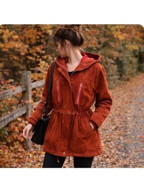 Vintage The Olde Hide House Suede Utility Jacket Sz 6 Rust Red Leather Coat VGUC